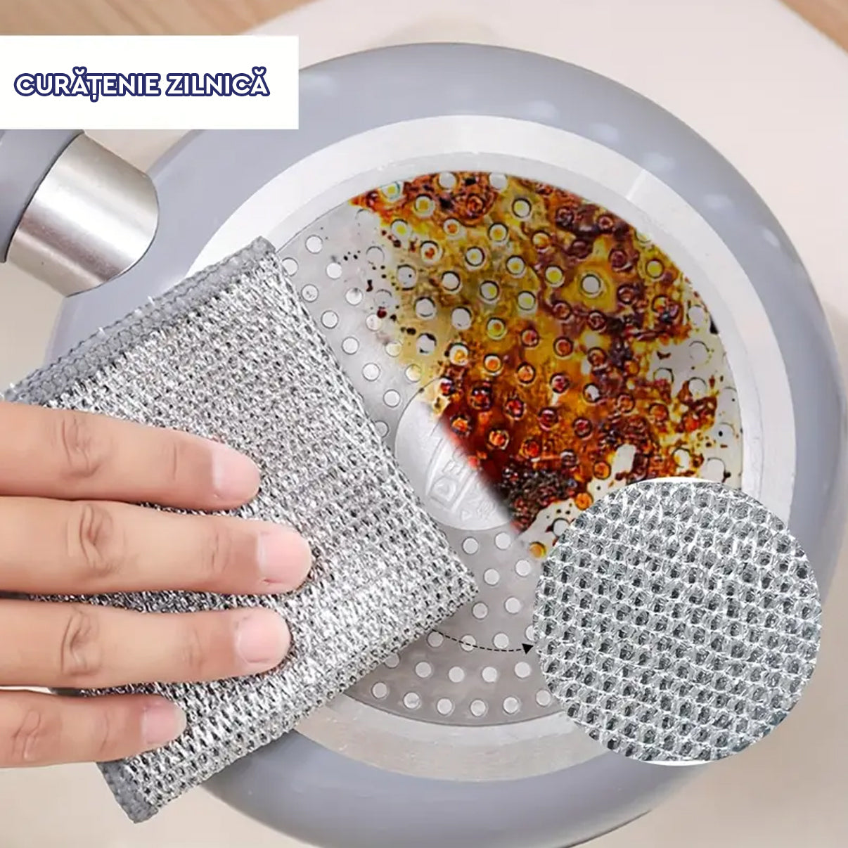 Laveta din Sârmǎ Abrazivǎ Pentru Vase (5+5 Gratis)