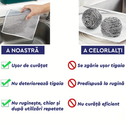 Laveta din Sârmǎ Abrazivǎ Pentru Vase (5+5 Gratis)